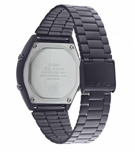 Черный IP black Oyster браслет часов CASIO VINTAGE B640WB-1AEF из нержавеющей стали с регулируемой застежкой.
