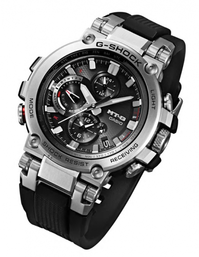 Аналоговые часы CASIO G-SHOCK MTG-B1000-1AER с технологией солнечного питания и индикатором уровня заряда батарейки.
