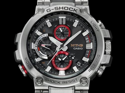 Аналоговые часы G-SHOCK MTG-B1000D-1AER с технологией солнечного питания и индикатором уровня заряда батарейки.